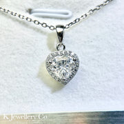 Moissanite Heart Paved Necklace 莫桑石愛心型圍鑲頸鏈